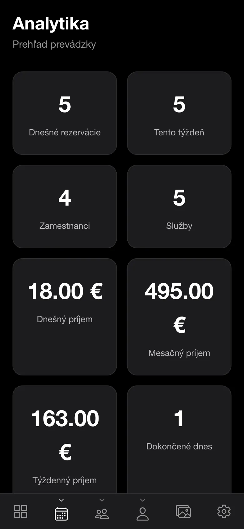 Analytika prevádzky v appke MyBarber